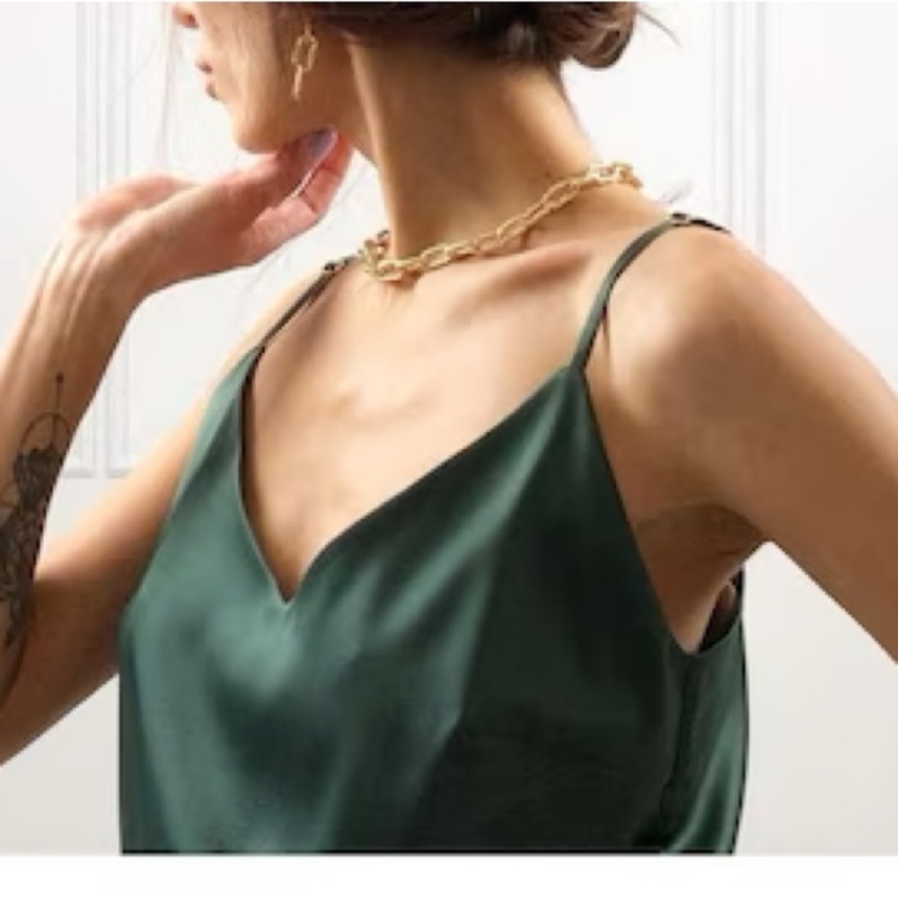 NWT Mango Silk Green Tank Top